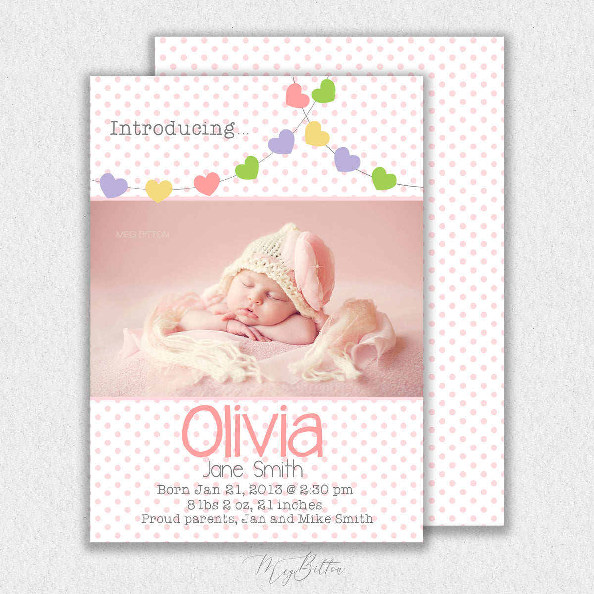 Girl Pink Dots Announcement Template