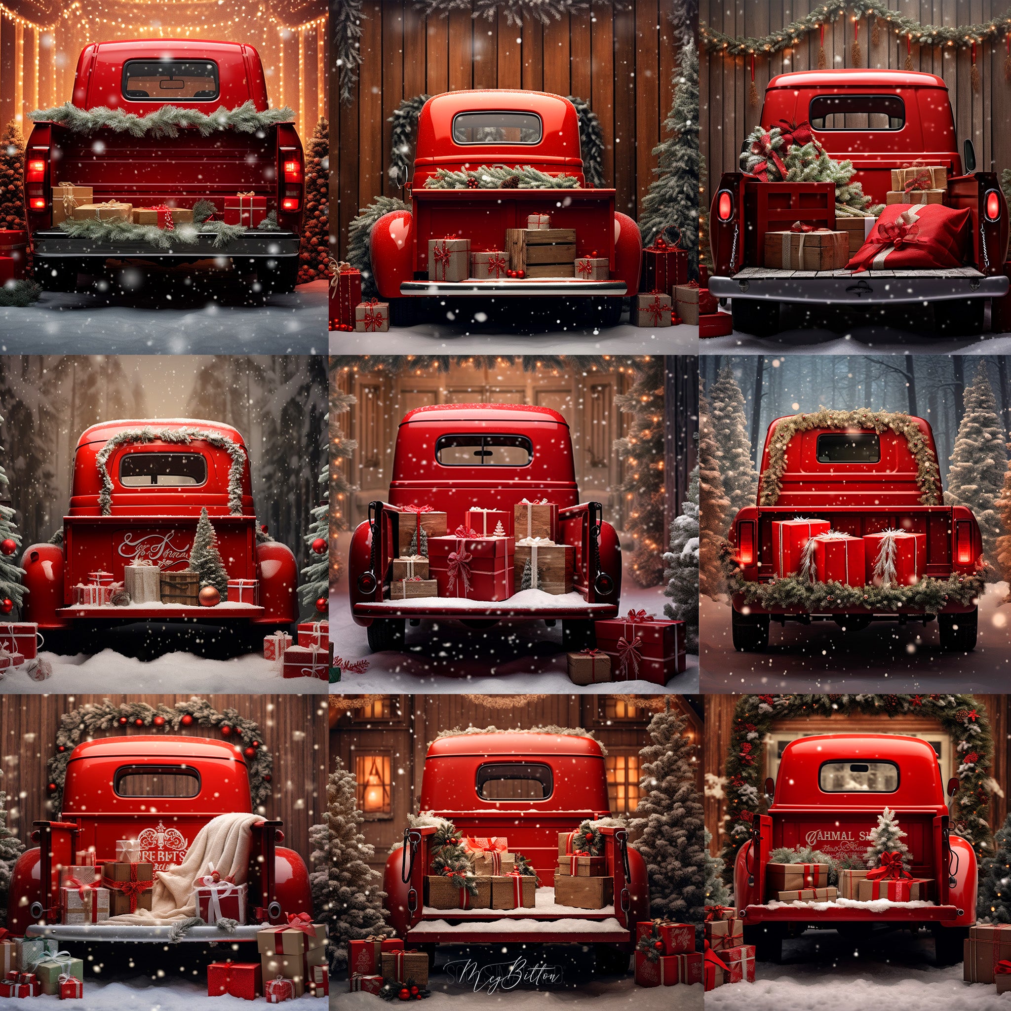 Christmas Truck Background Bundle