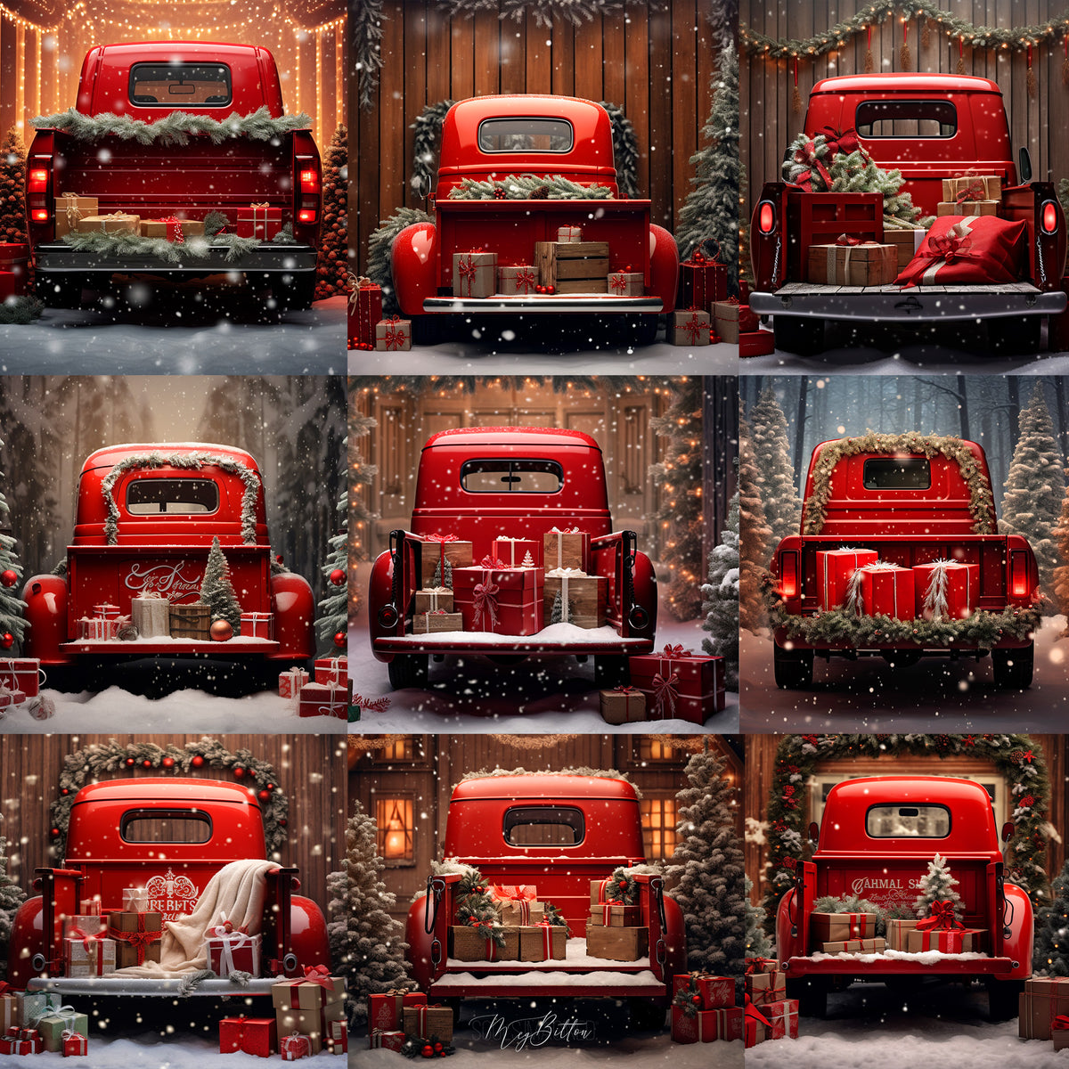 Christmas Truck Background Bundle - Meg Bitton Productions