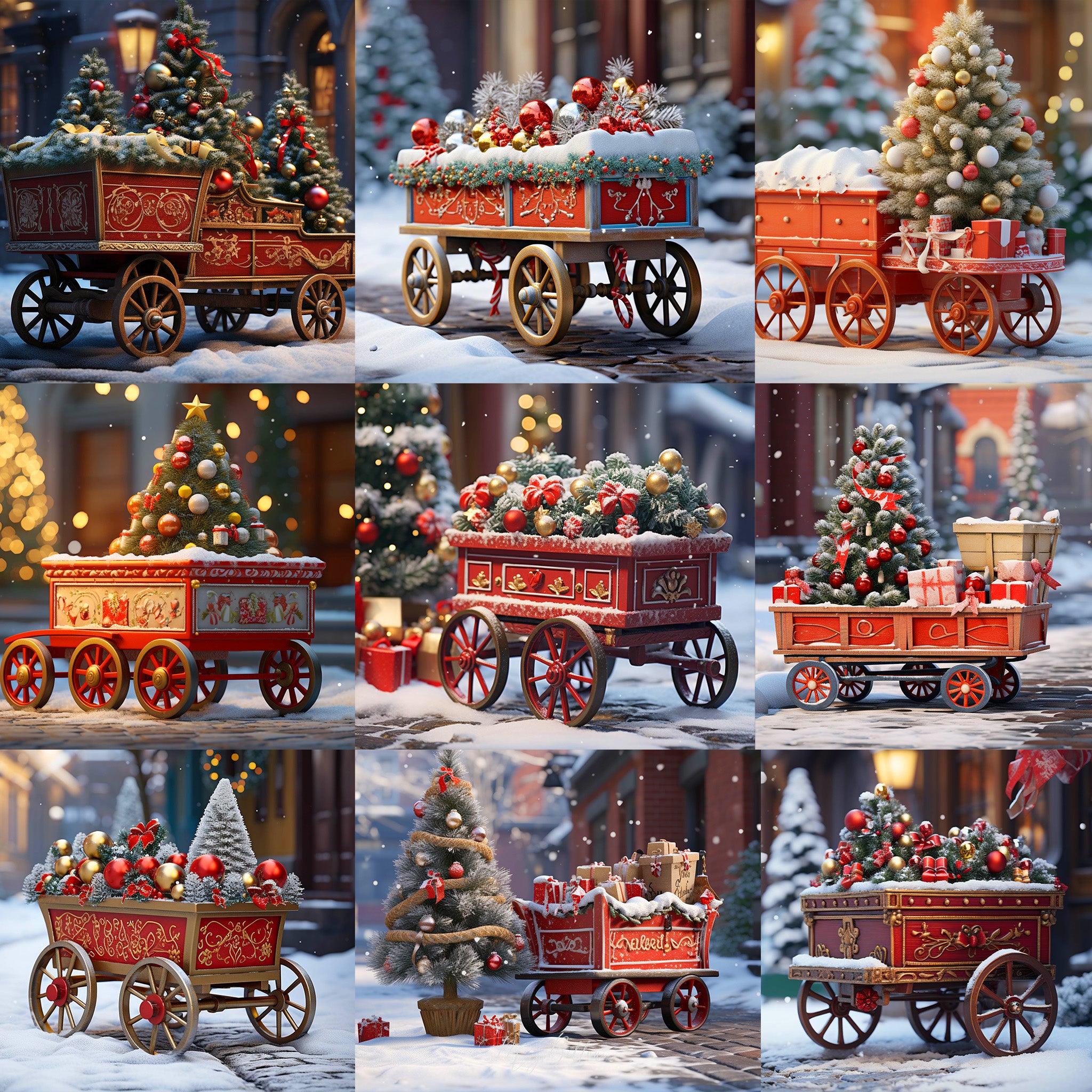 Holiday Wagon Background Bundle