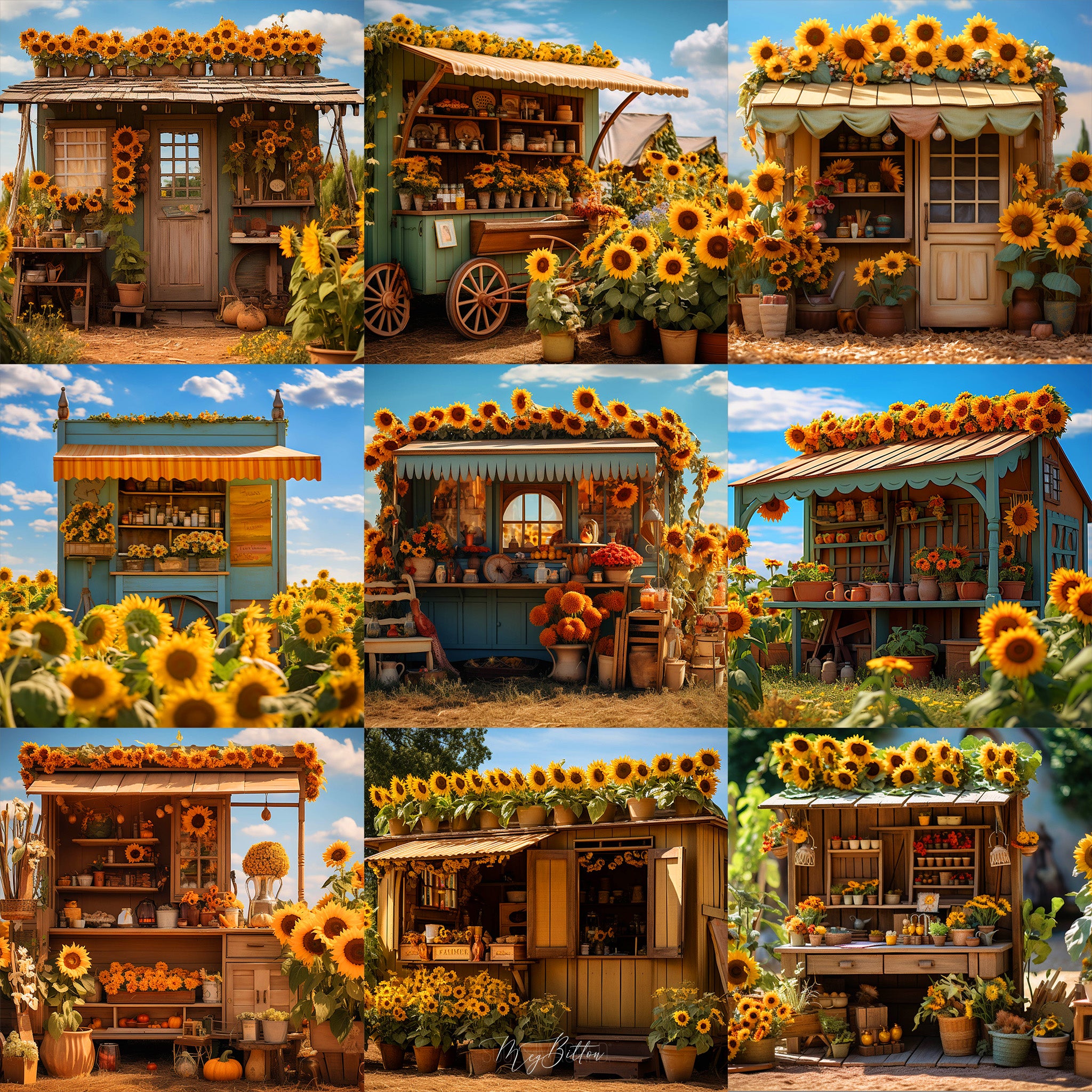 Sunflower Booth Background Bundle