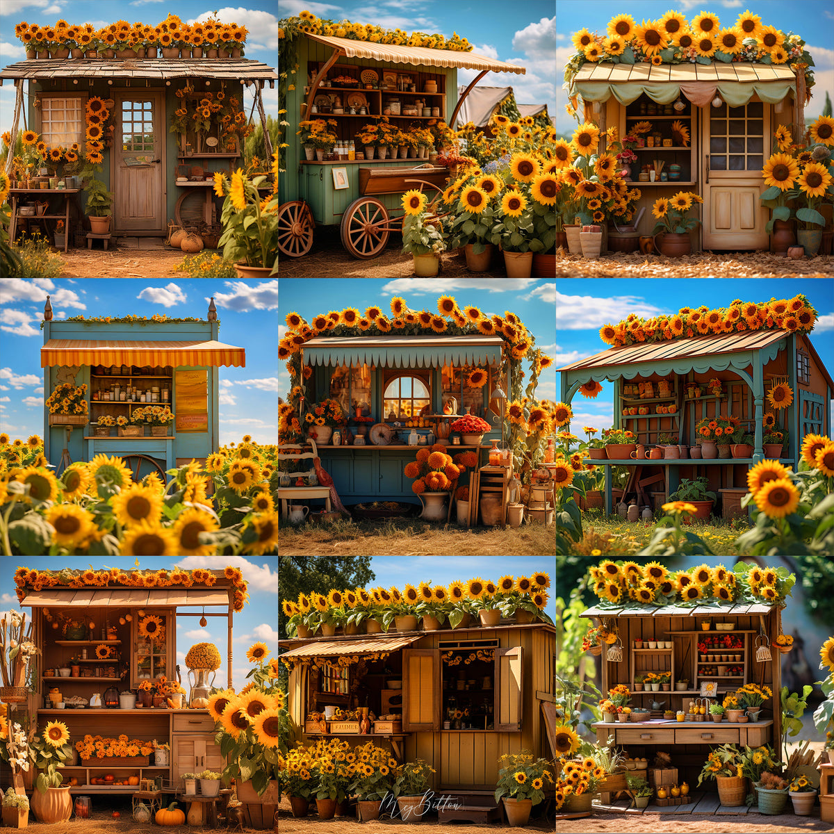 Sunflower Booth Background Bundle