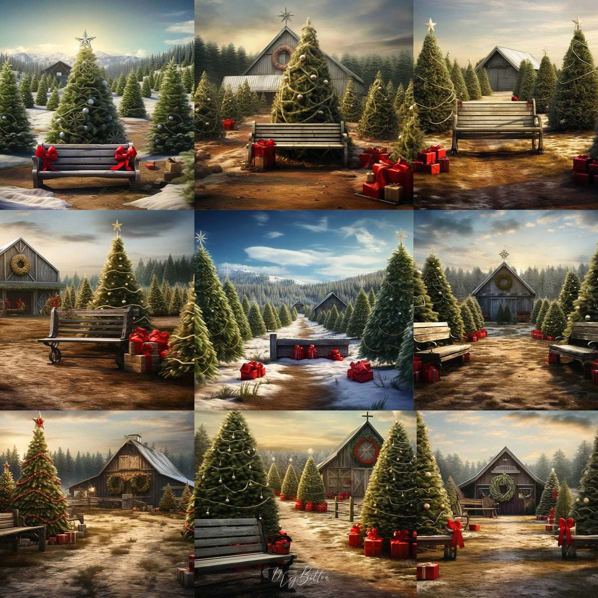 Festive Tree Farm Background Bundle - Meg Bitton Productions