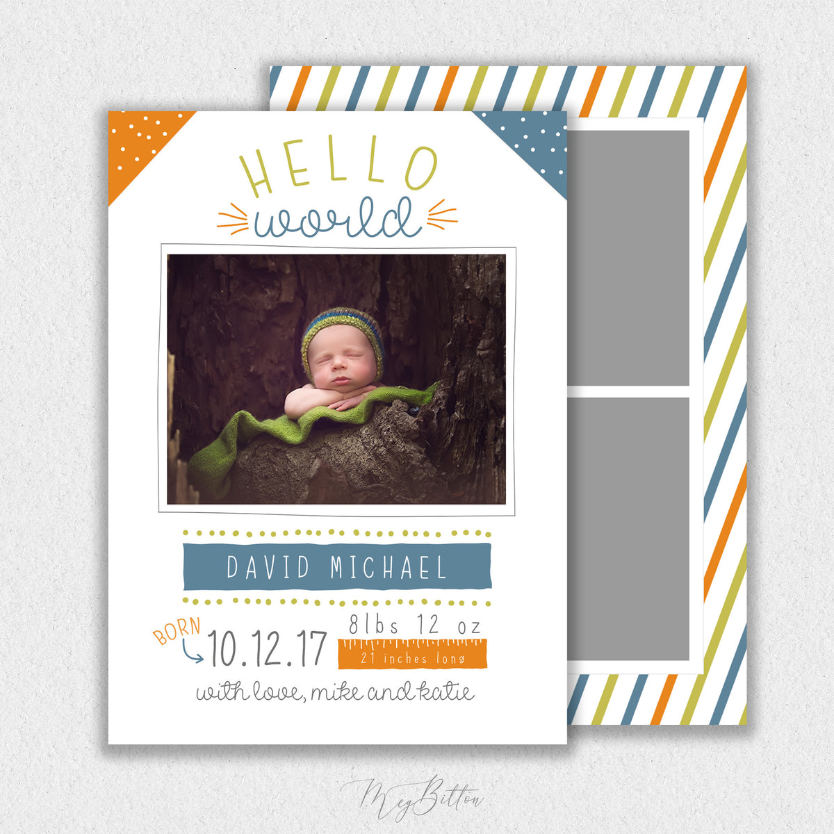 Boy Hello World Announcement Template