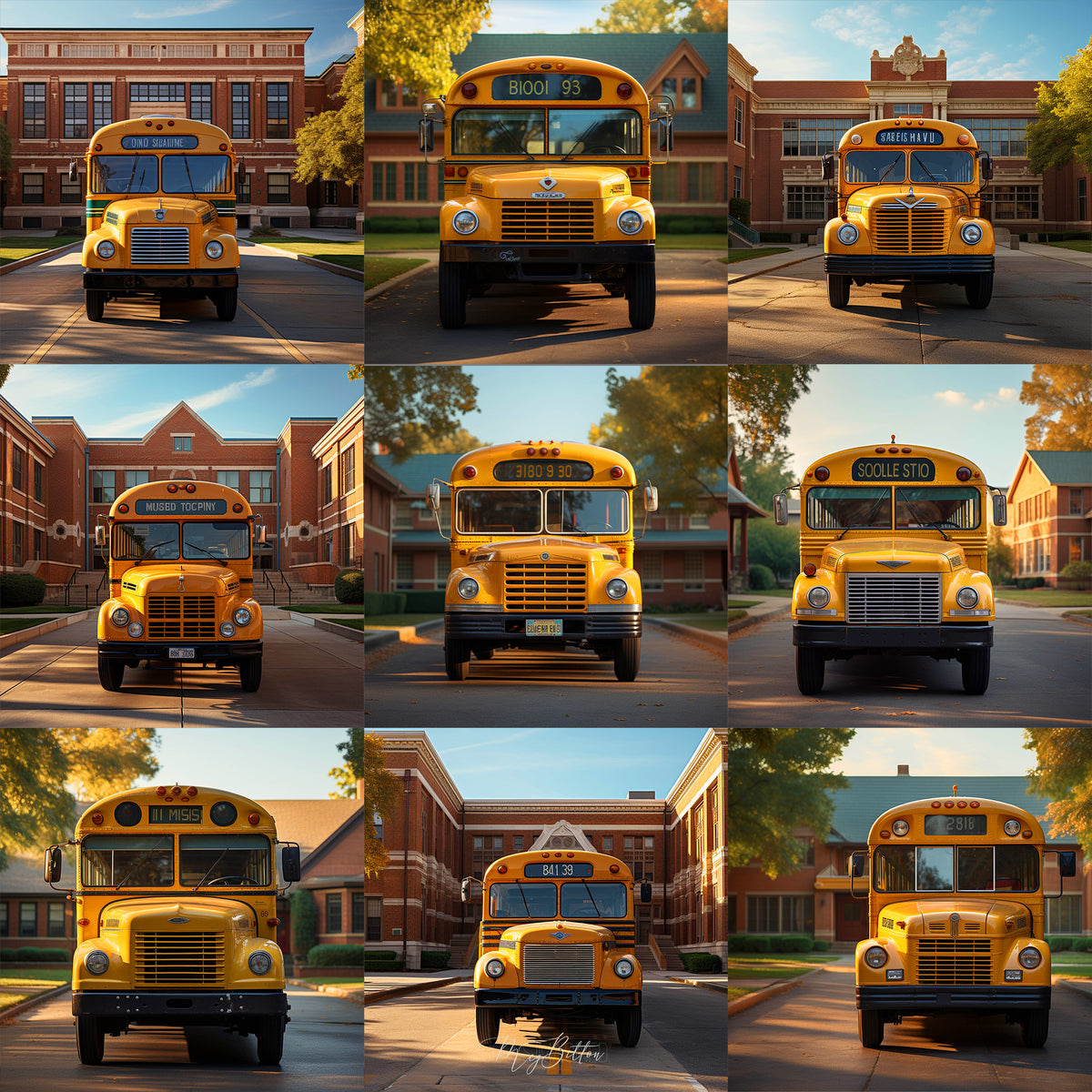 Yellow School Bus Background Bundle