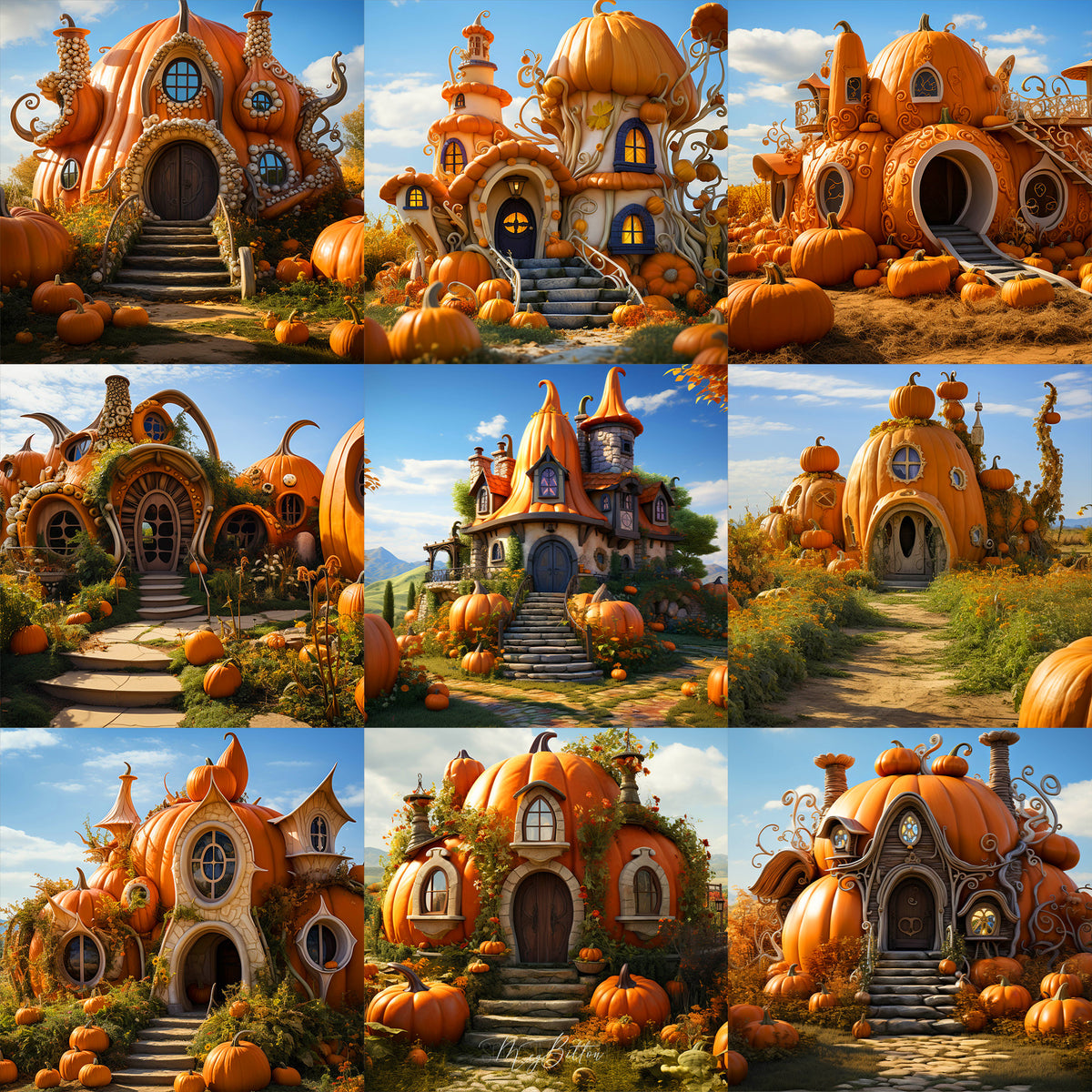 Pumpkin Cottage Background Bundle