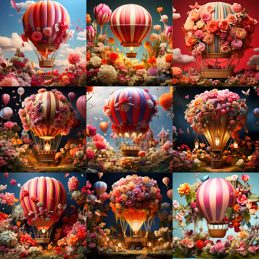 Fairytale Hot Air Balloon Background Bundle