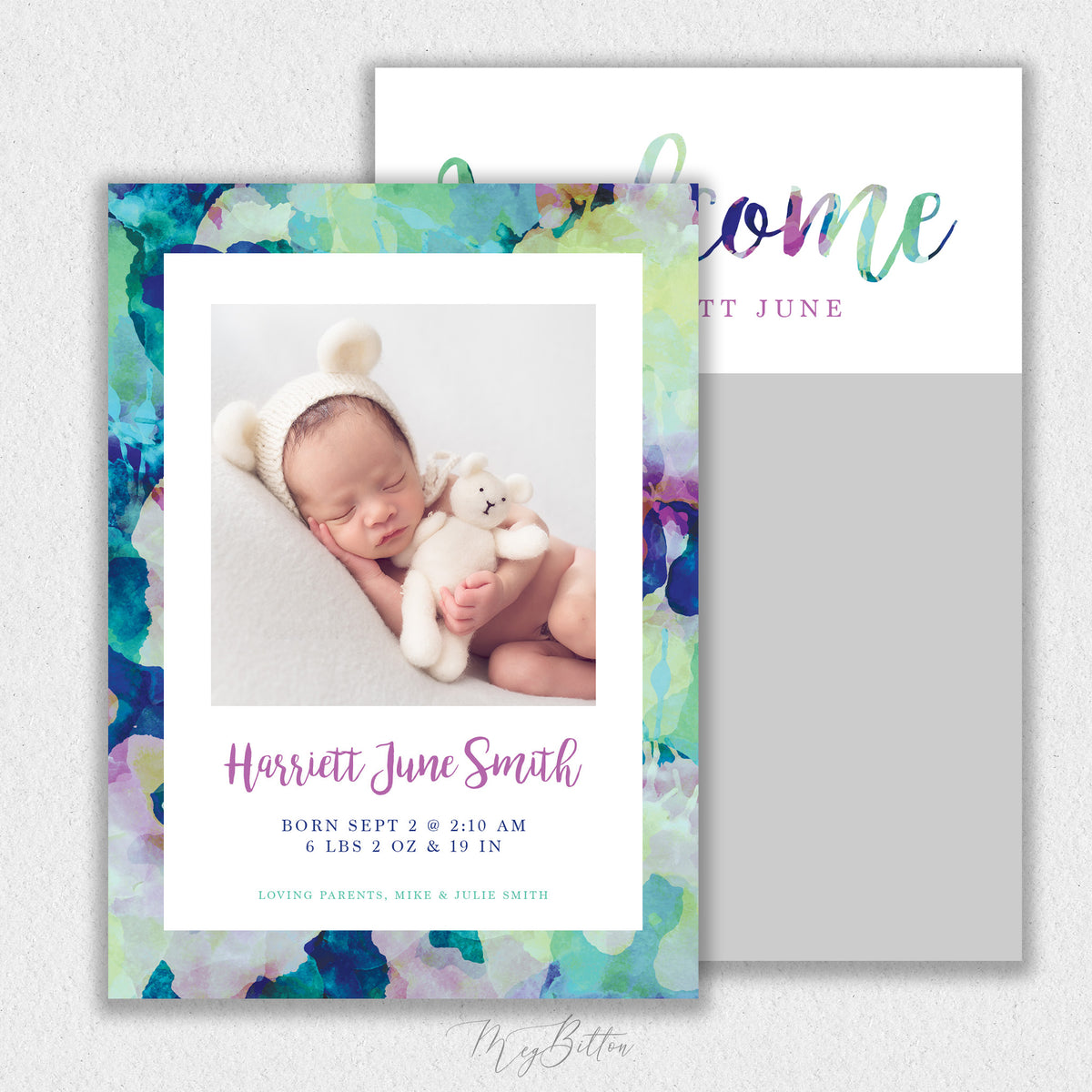 Boho Girl Announcement Template