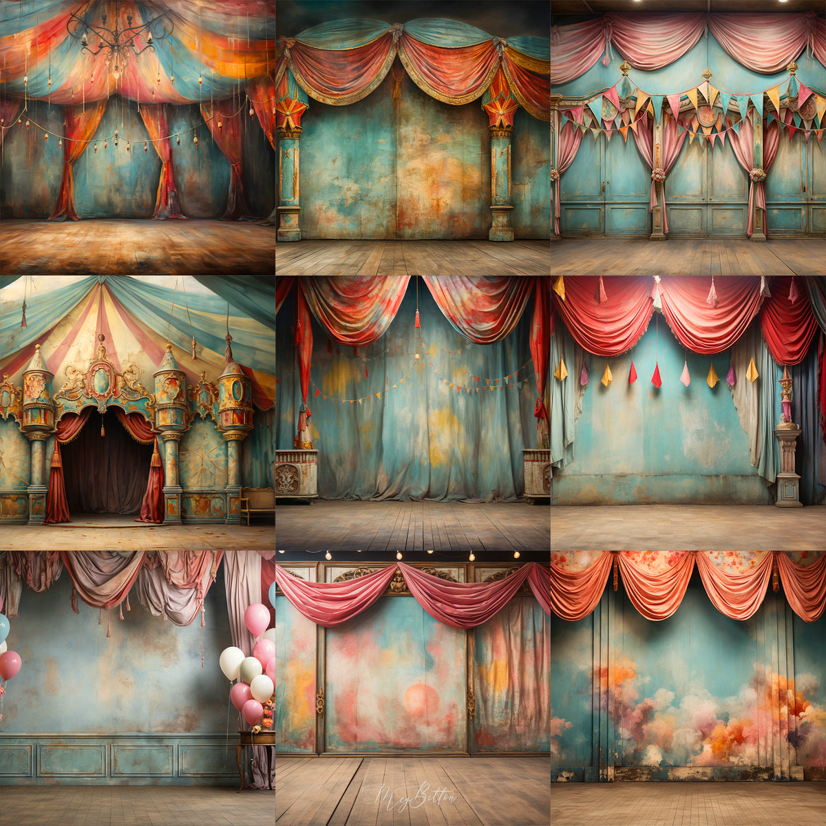 Fine Art Circus Background Bundle