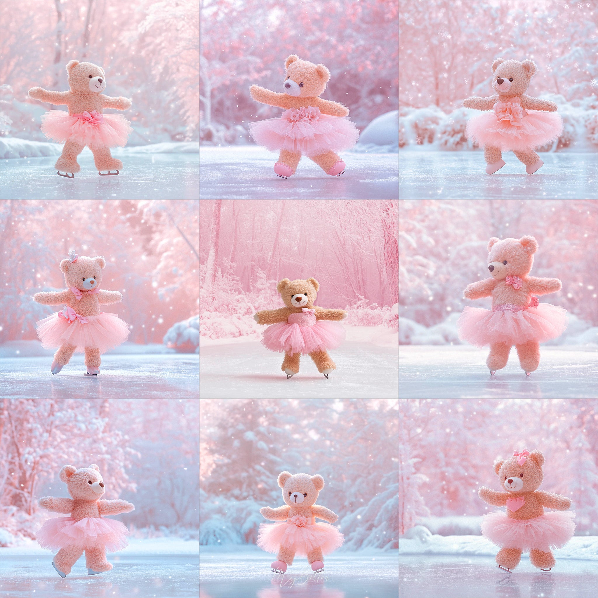 Winter Teddy Bear Background Bundle