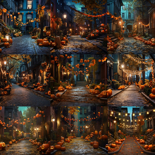 Cobblestone Pumpkins Background Bundle - Meg Bitton Productions