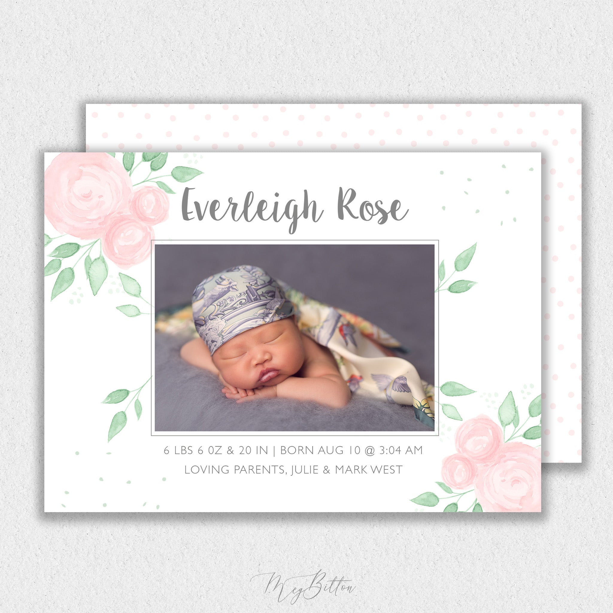 Girl Rosey Announcement Template