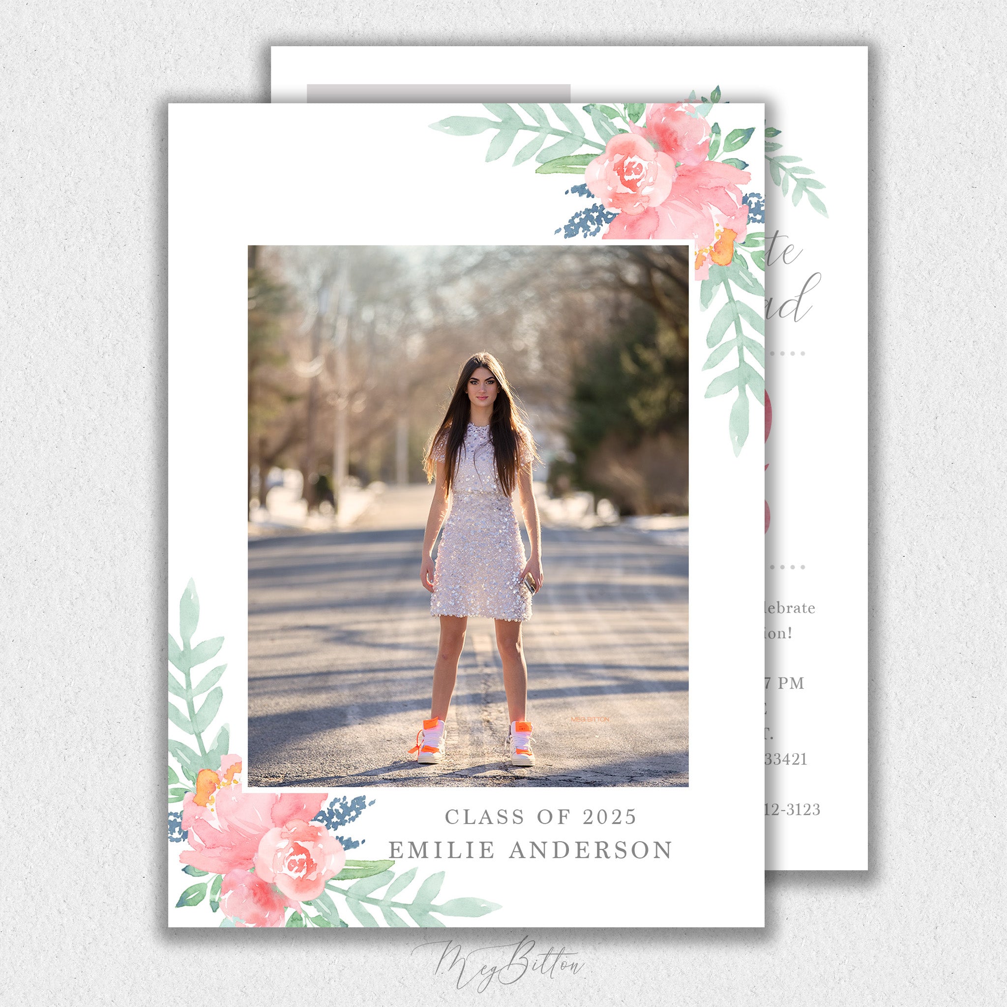 Floral Senior Announcement Template #3