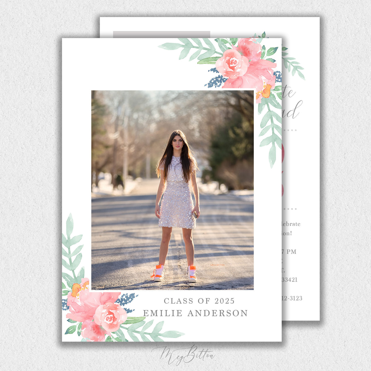 Floral Senior Announcement Template #3