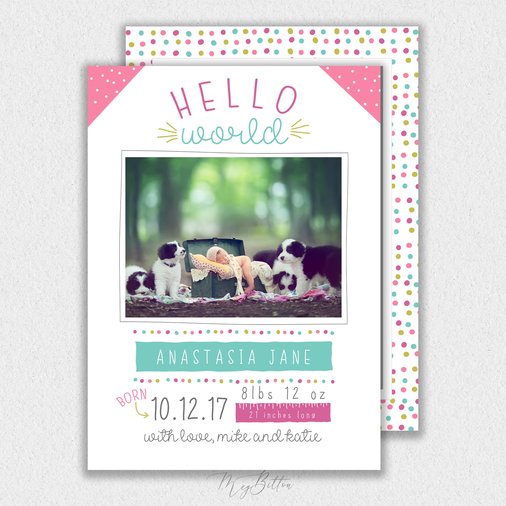 Girl Hello Announcement Template