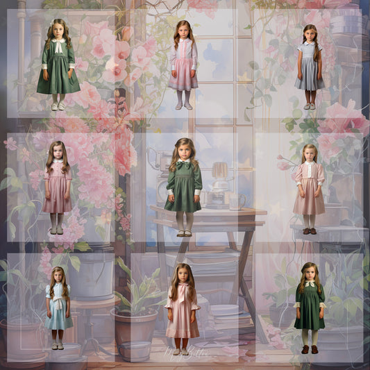 Magical Vintage Easter Dress Model Overlays