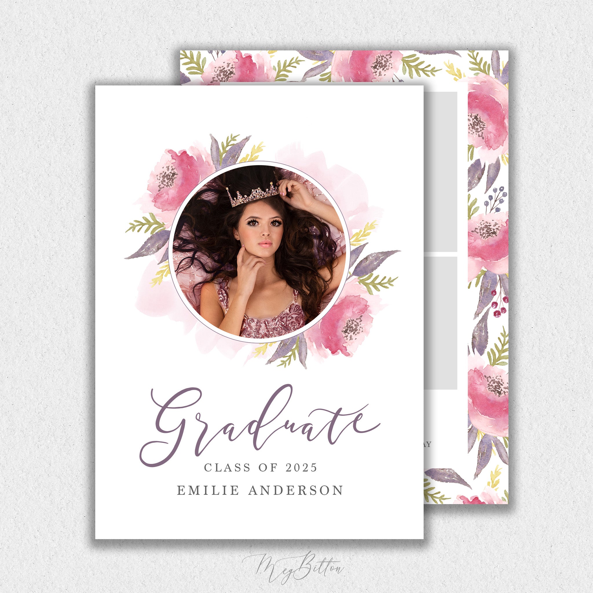 Watercolor Floral Senior Template #1