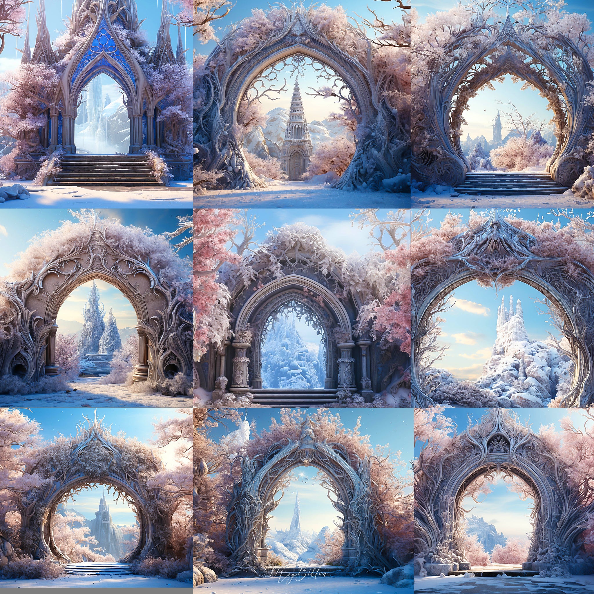 Winter Fairy Arch Background Bundle