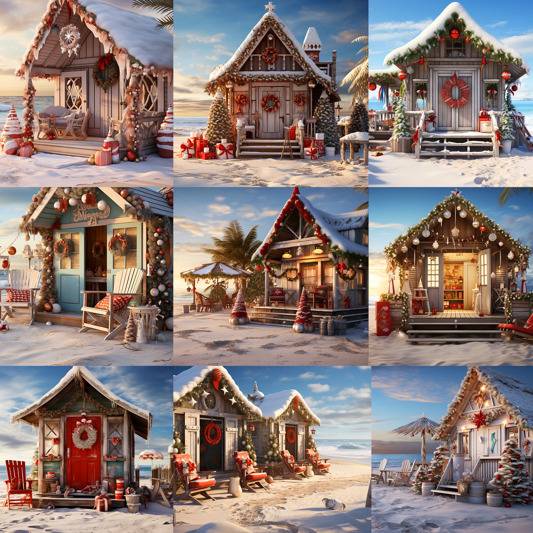 Christmas Cabana Background Bundle