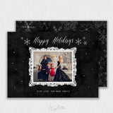 Happy Holidays Black Snowflake Card Template