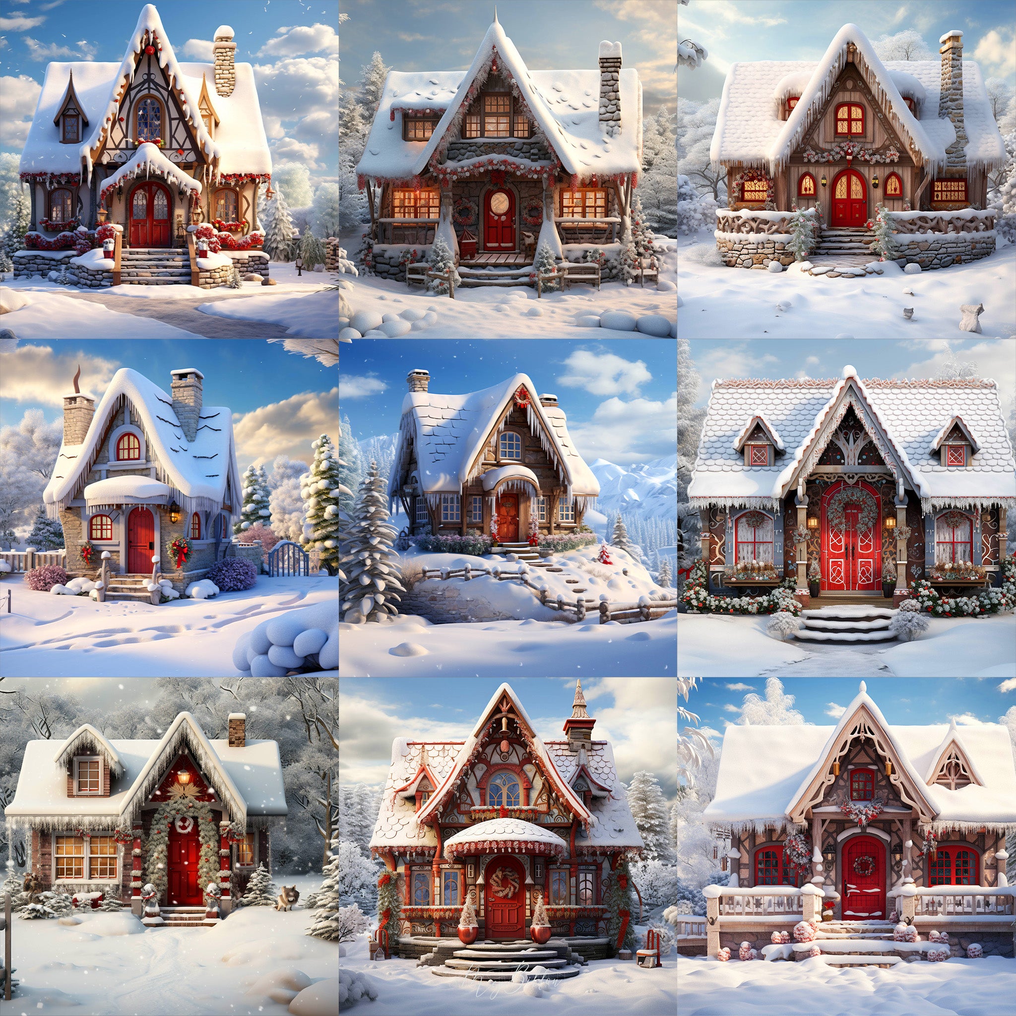 Winter Cabin Background Bundle