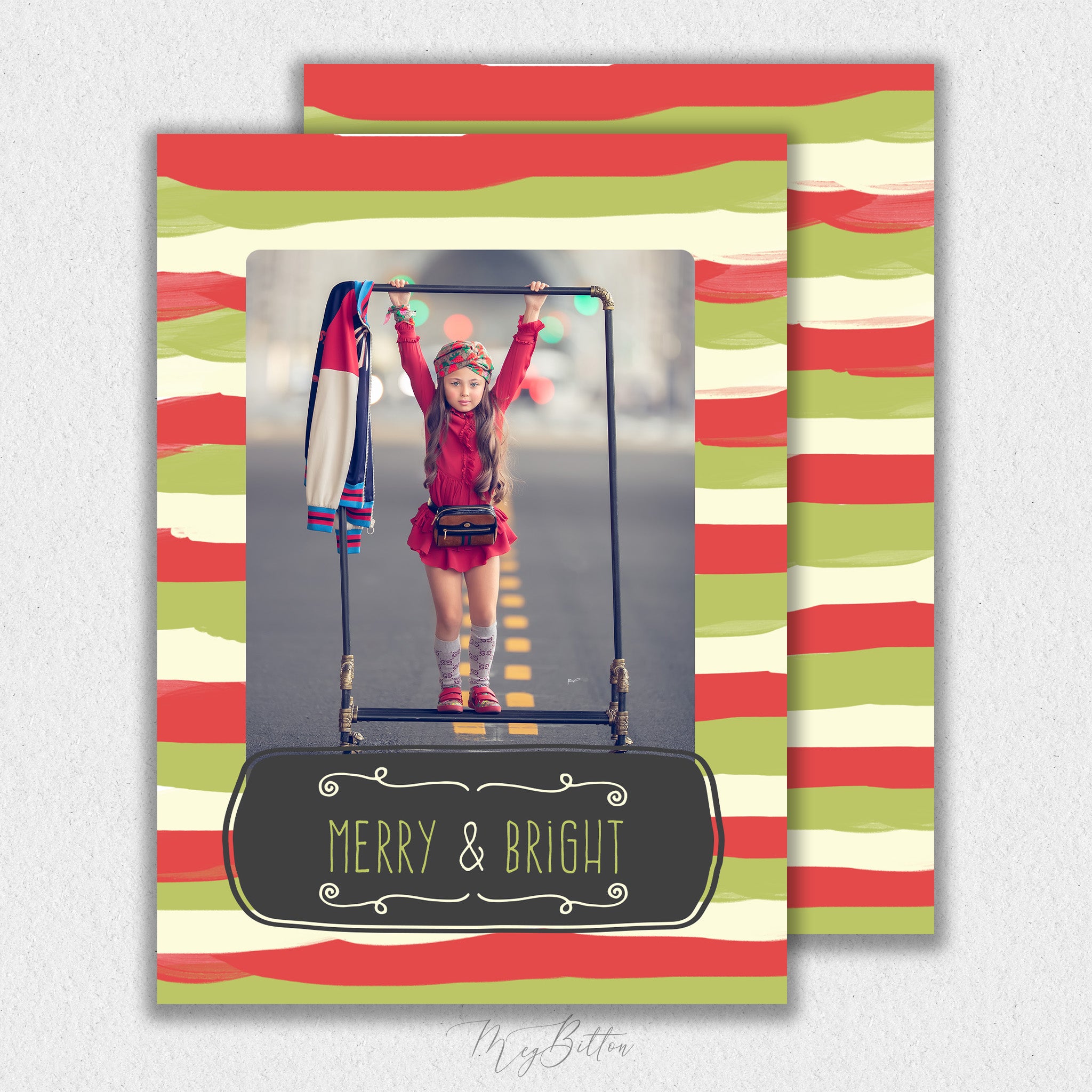 Painted Stripes Holiday Card Template