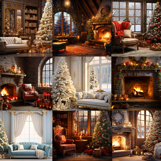 Ultimate Cozy Christmas Room Background Bundle - Meg Bitton Productions