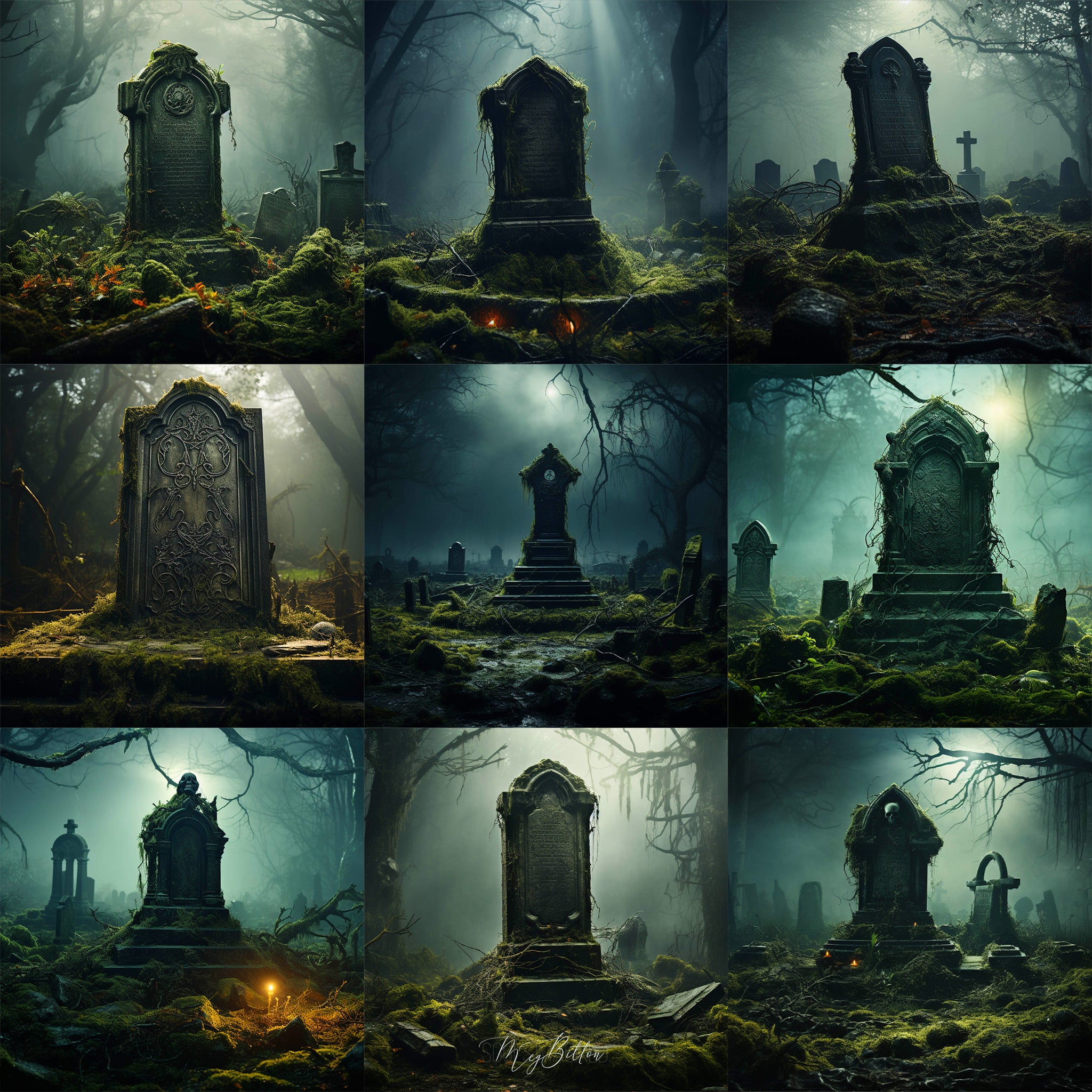 Ultimate Haunted Tombstone Background Bundle