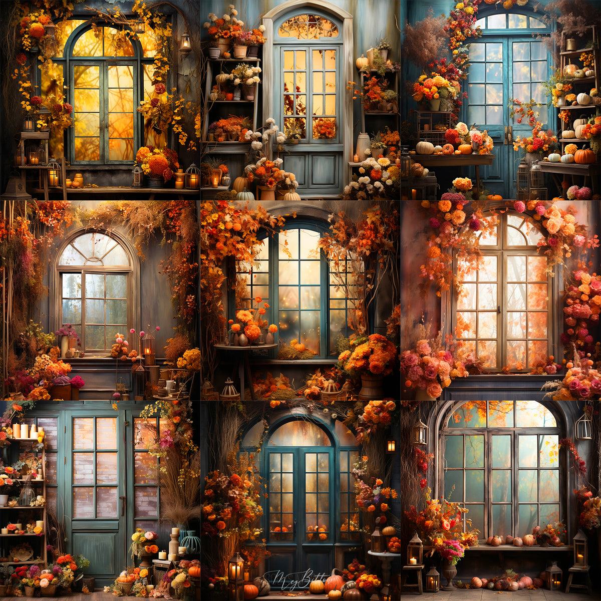 Ultimate Autumn Window Portrait Background Bundle