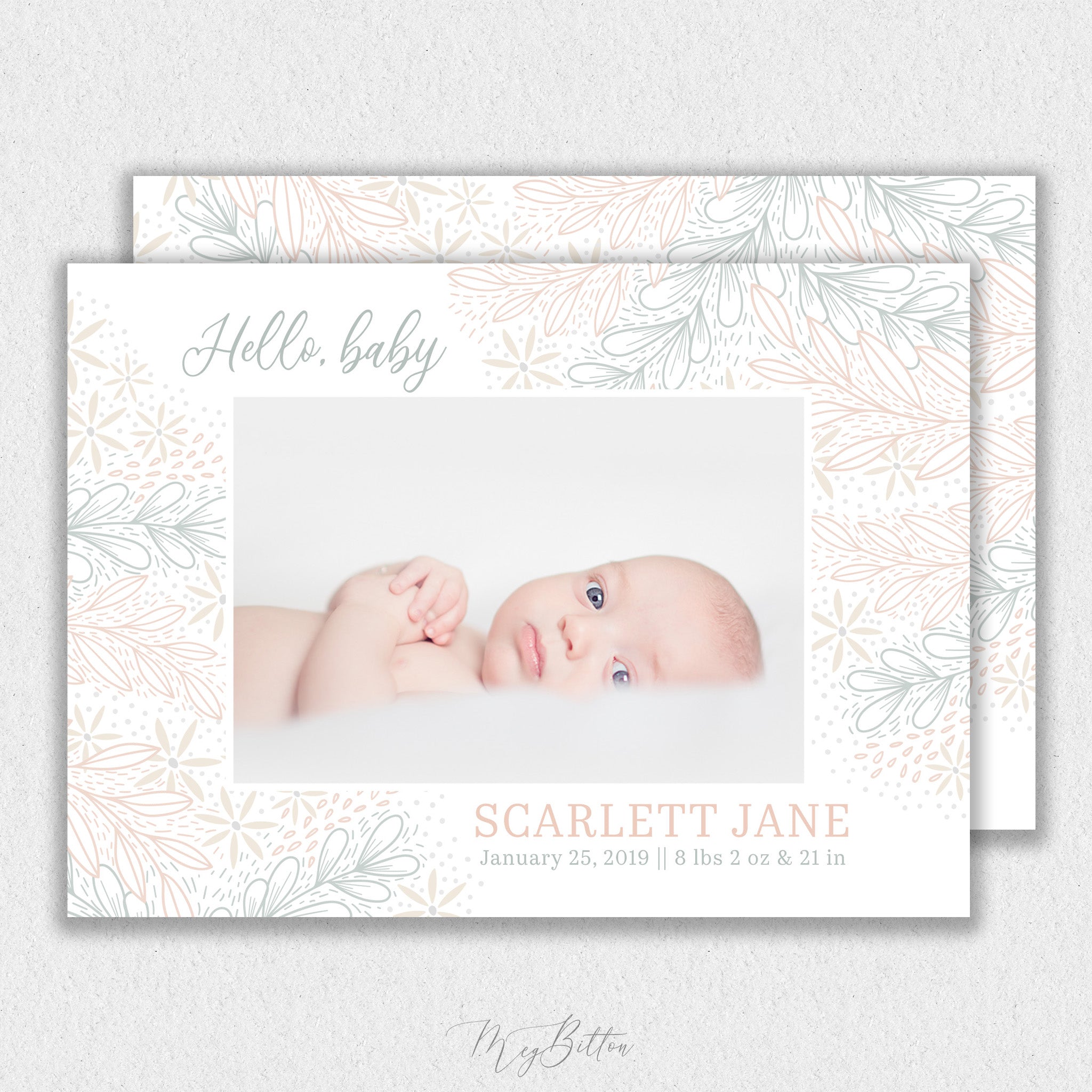 Girl Simple Floral Announcement Template