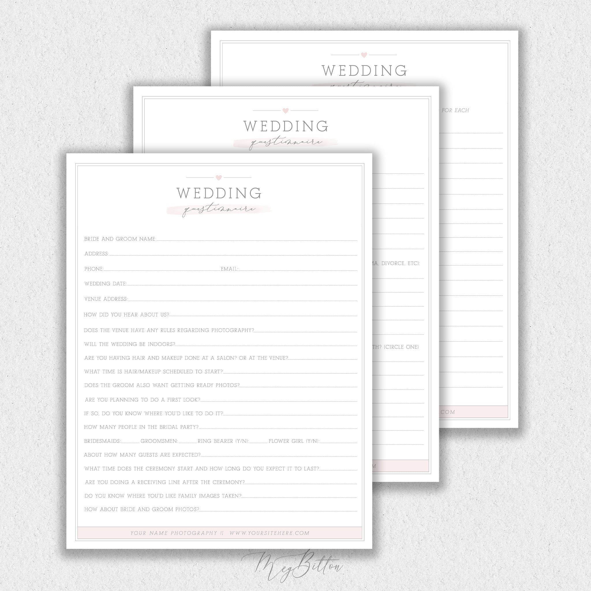 Wedding Questionnaire Template #2