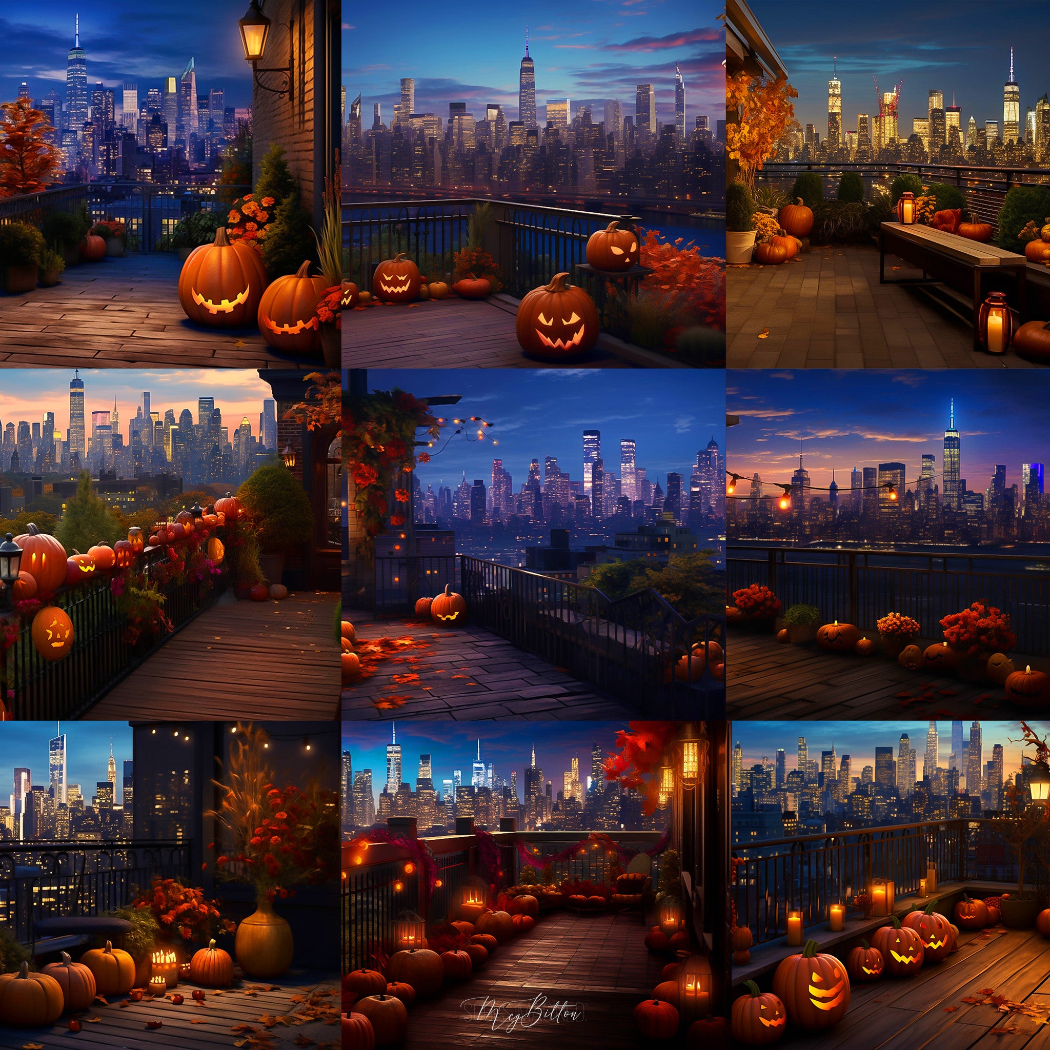 Pumpkin Balcony Background Bundle