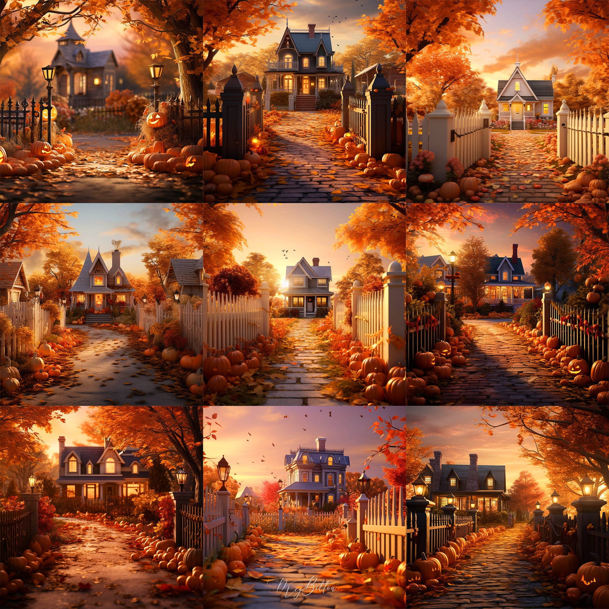 Golden Halloween Background Bundle