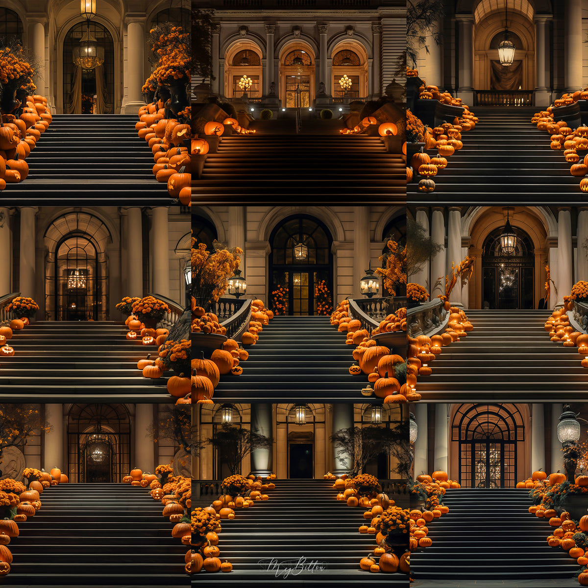 Glowing Jack-o'-Lantern Steps Background Bundle - Meg Bitton Productions