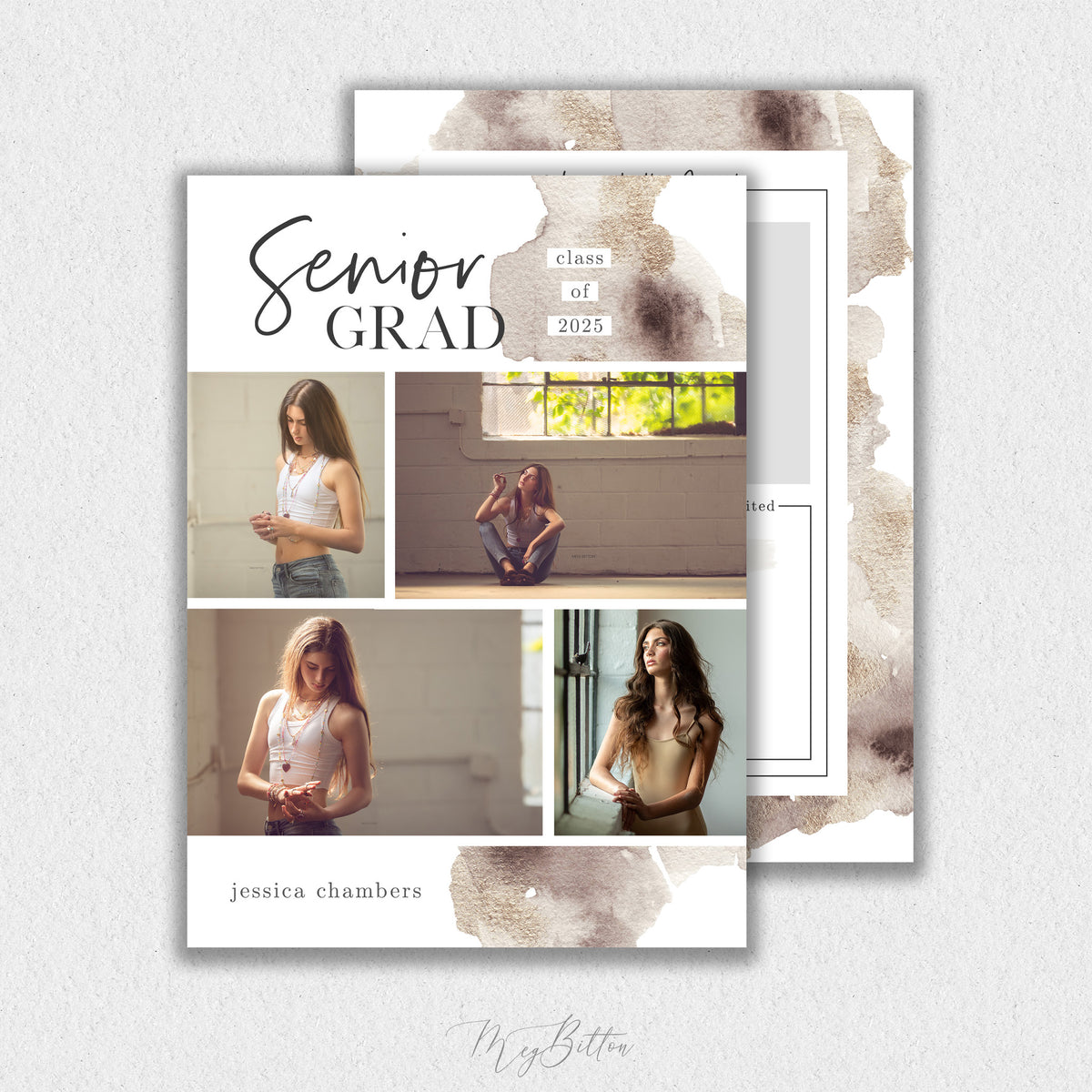 Grad Card Front Layout Sophisticated Grad Card Template #1 – Meg Bitton Productions