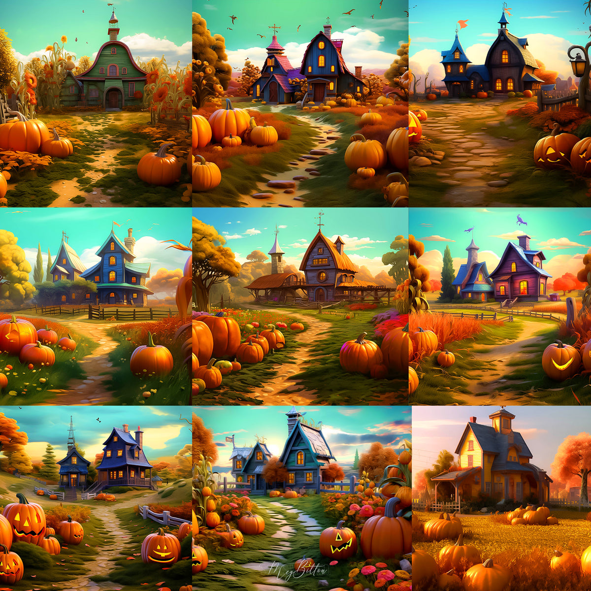 Pumpkin Farm Background Bundle - Meg Bitton Productions