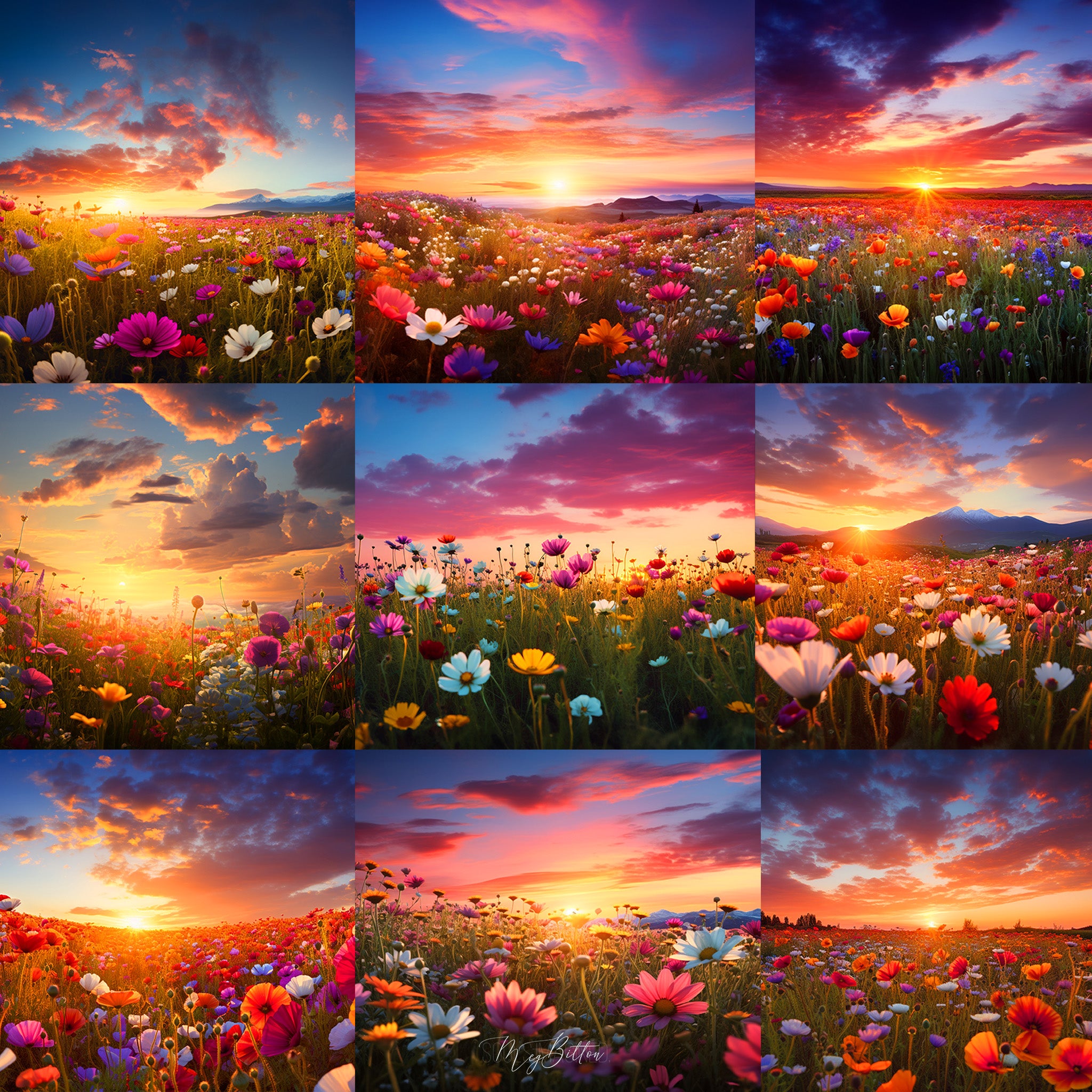 Vibrant Wildflower Fields Background Bundle