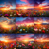 Vibrant Wildflower Fields Background Bundle - Meg Bitton Productions