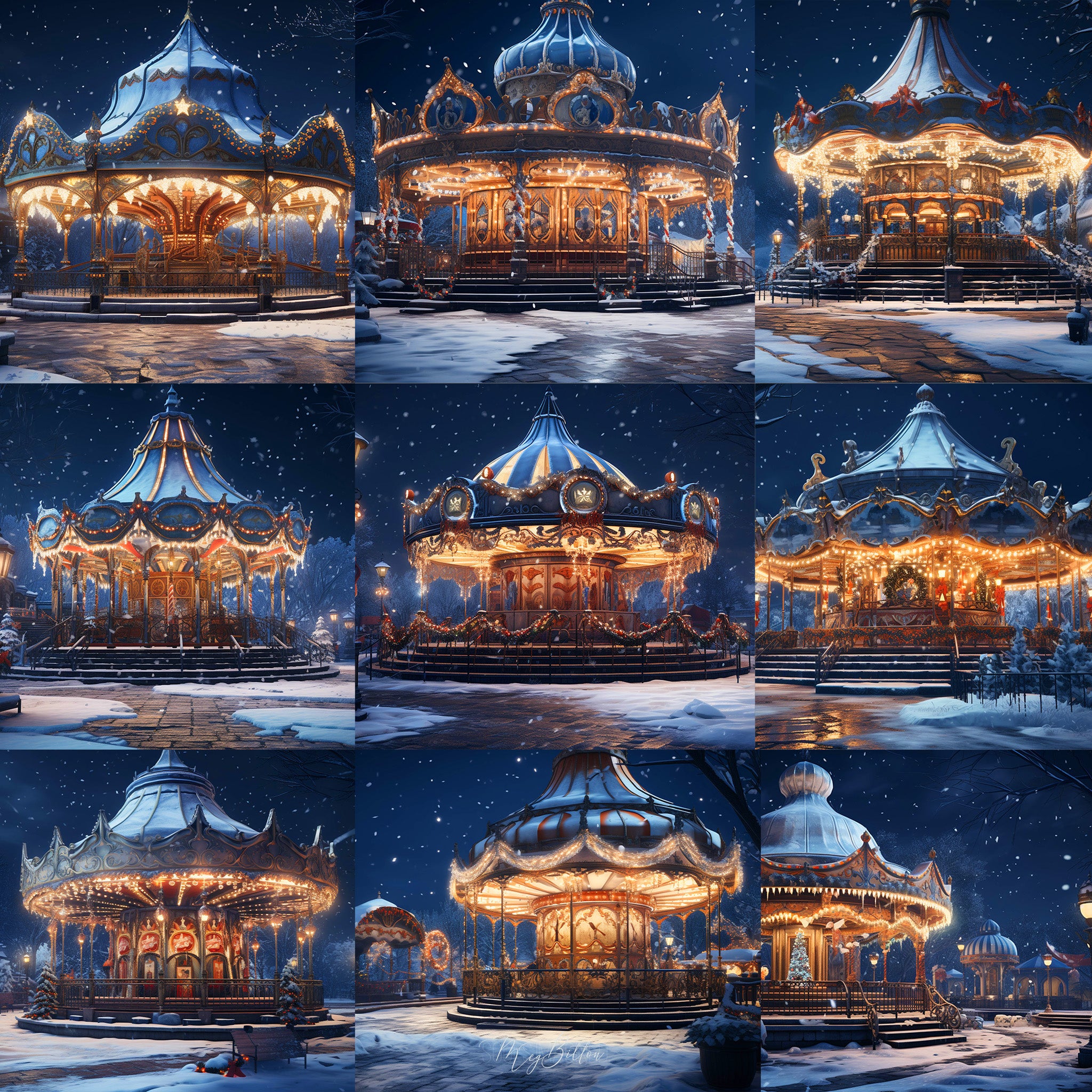 Holiday Carousel Background Bundle