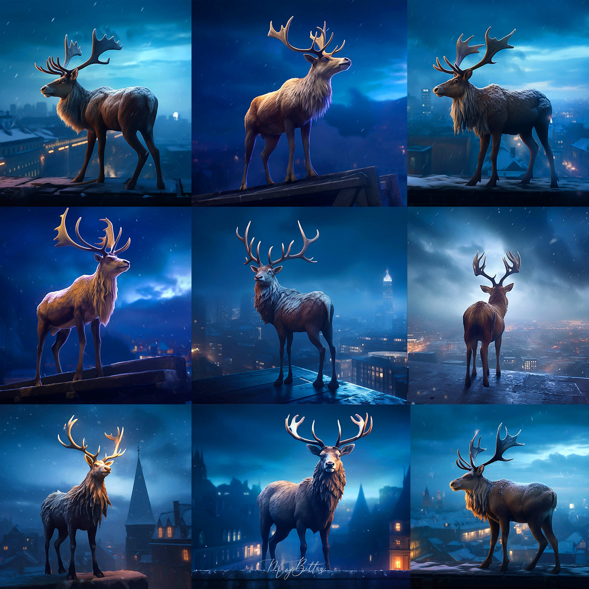 Rooftop Reindeer Background Bundle - Meg Bitton Productions