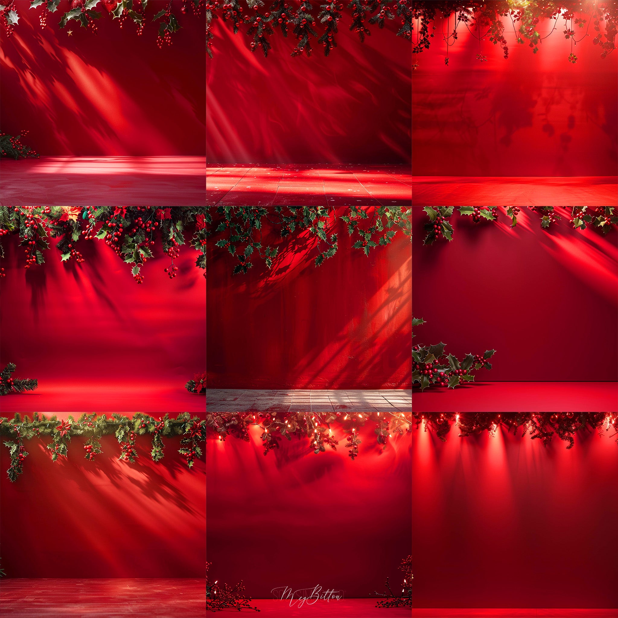 Crimson Holly Studio Background Bundle