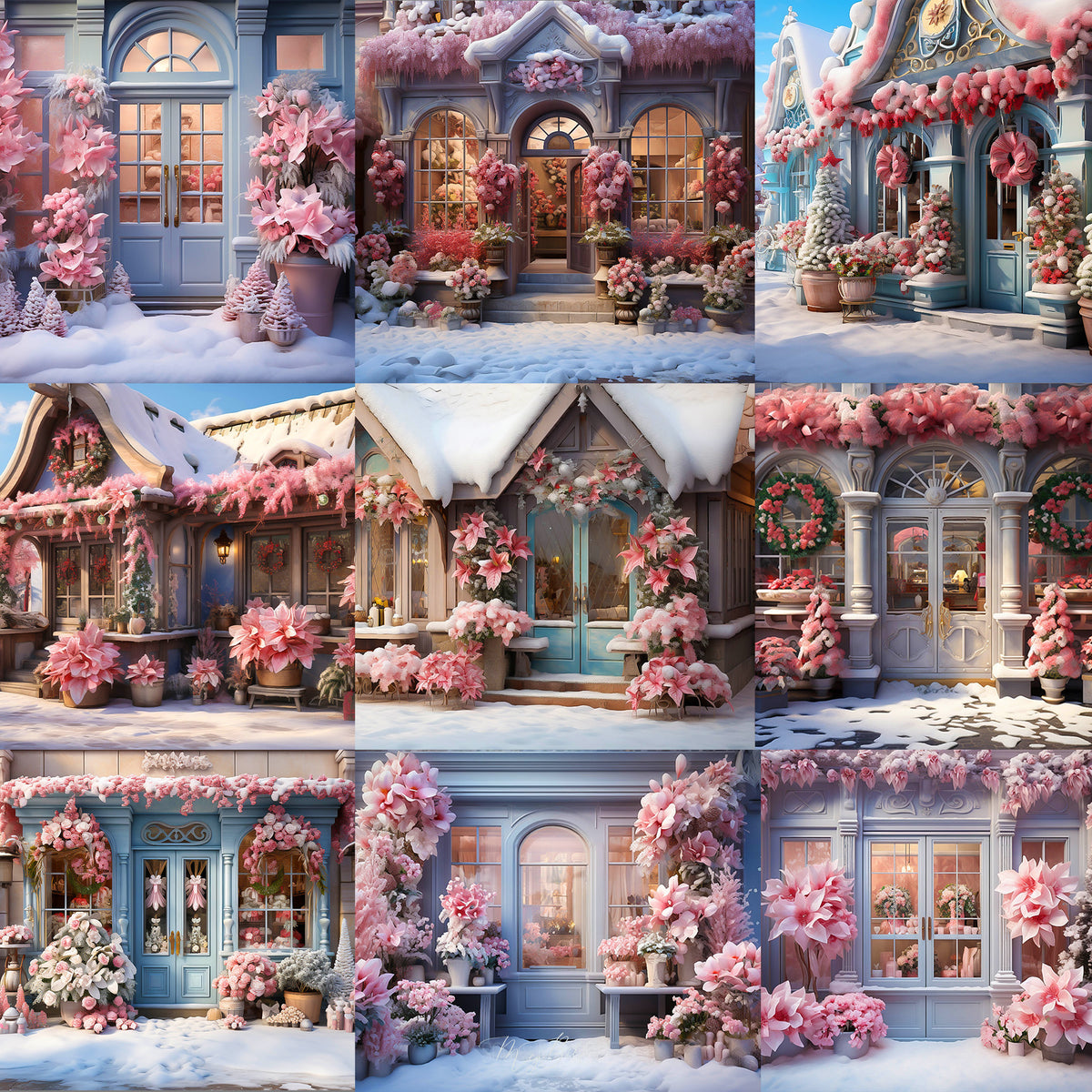 Winter Flower Shop Background Bundle - Meg Bitton Productions