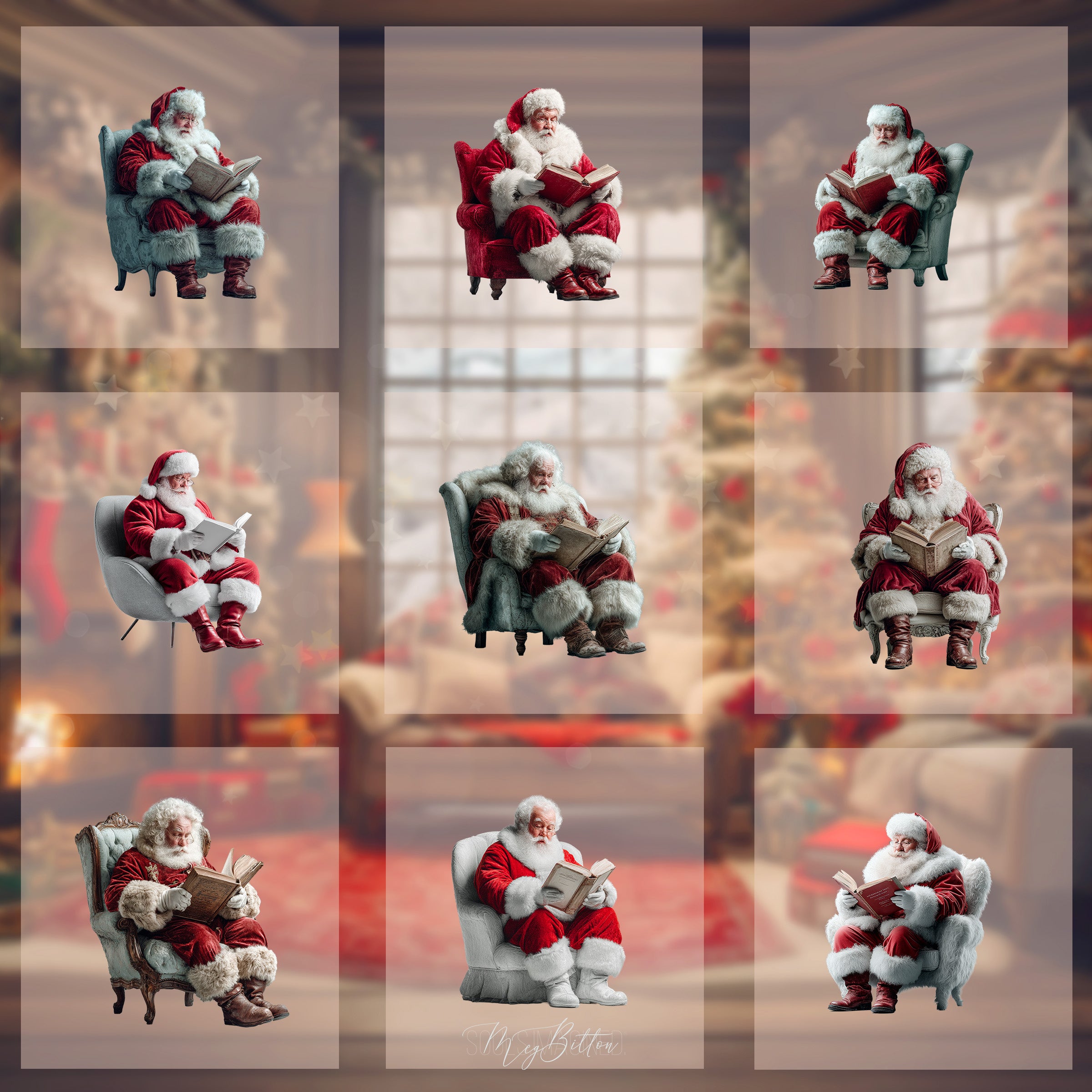 Magical Jolly Reading Santa Model Overlays