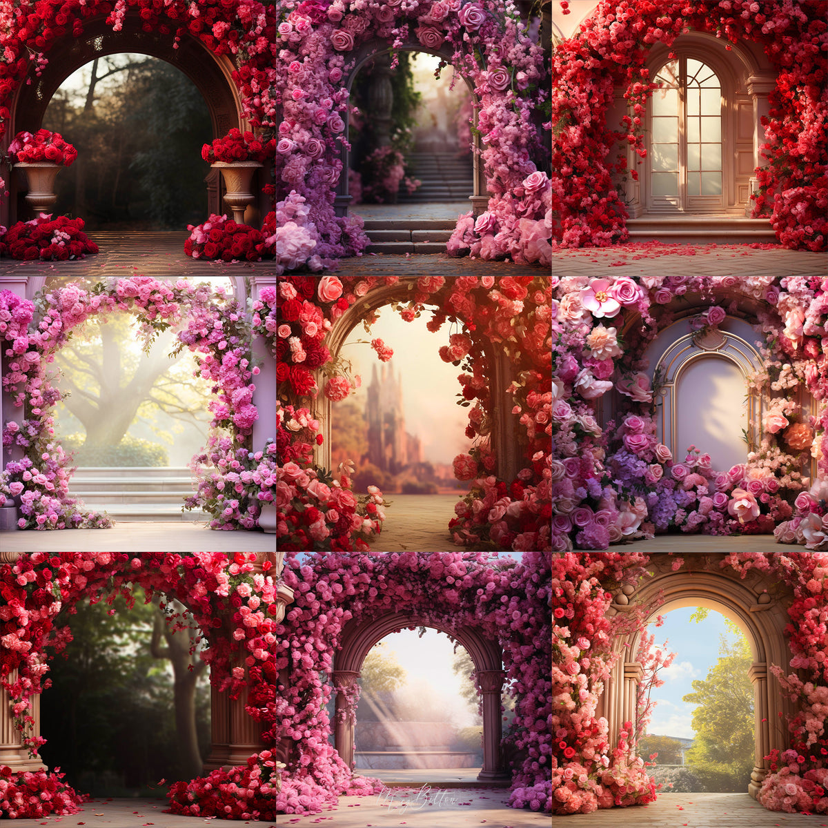 Ultimate Valentine Floral Arches Background Bundle