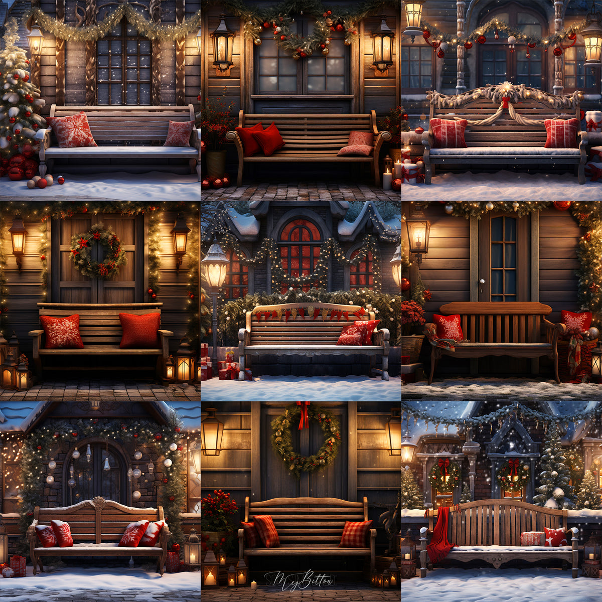 Holiday Bench Background Bundle