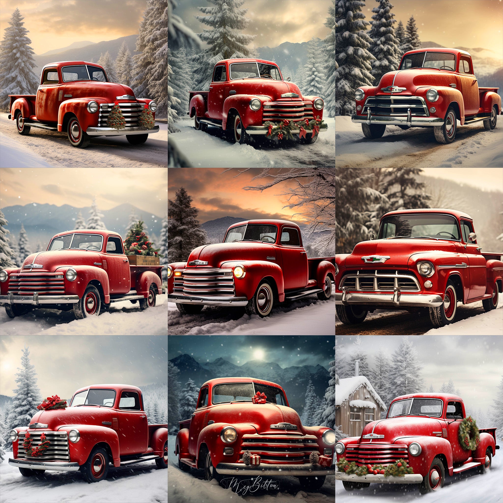 Winter Truck Background Bundle