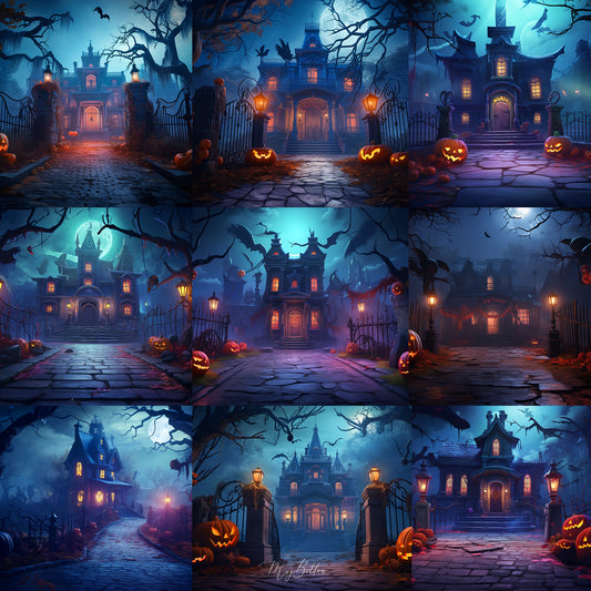 Haunted Halloween House Background Bundle - Meg Bitton Productions