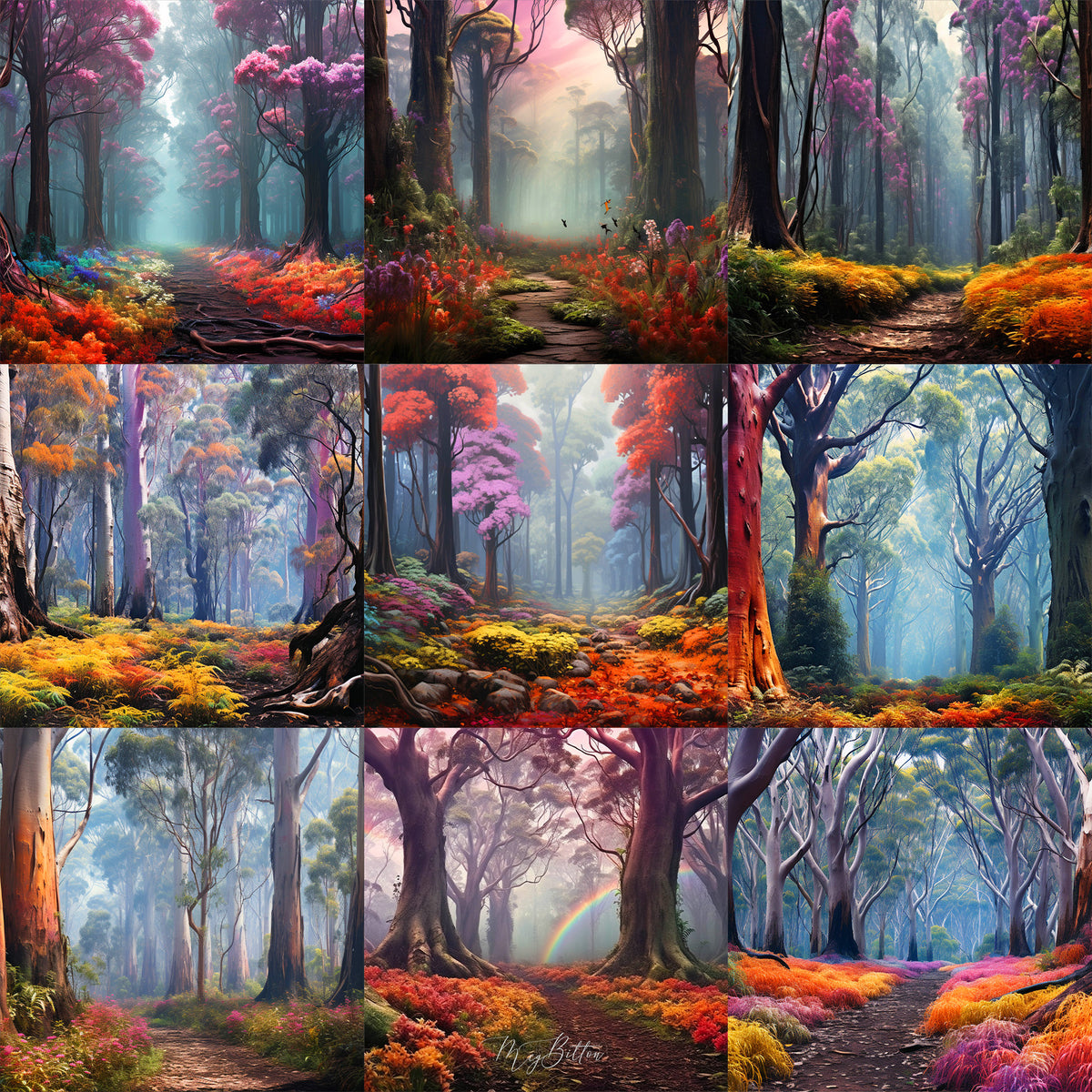 Ultimate Rainbow Forest Background Bundle