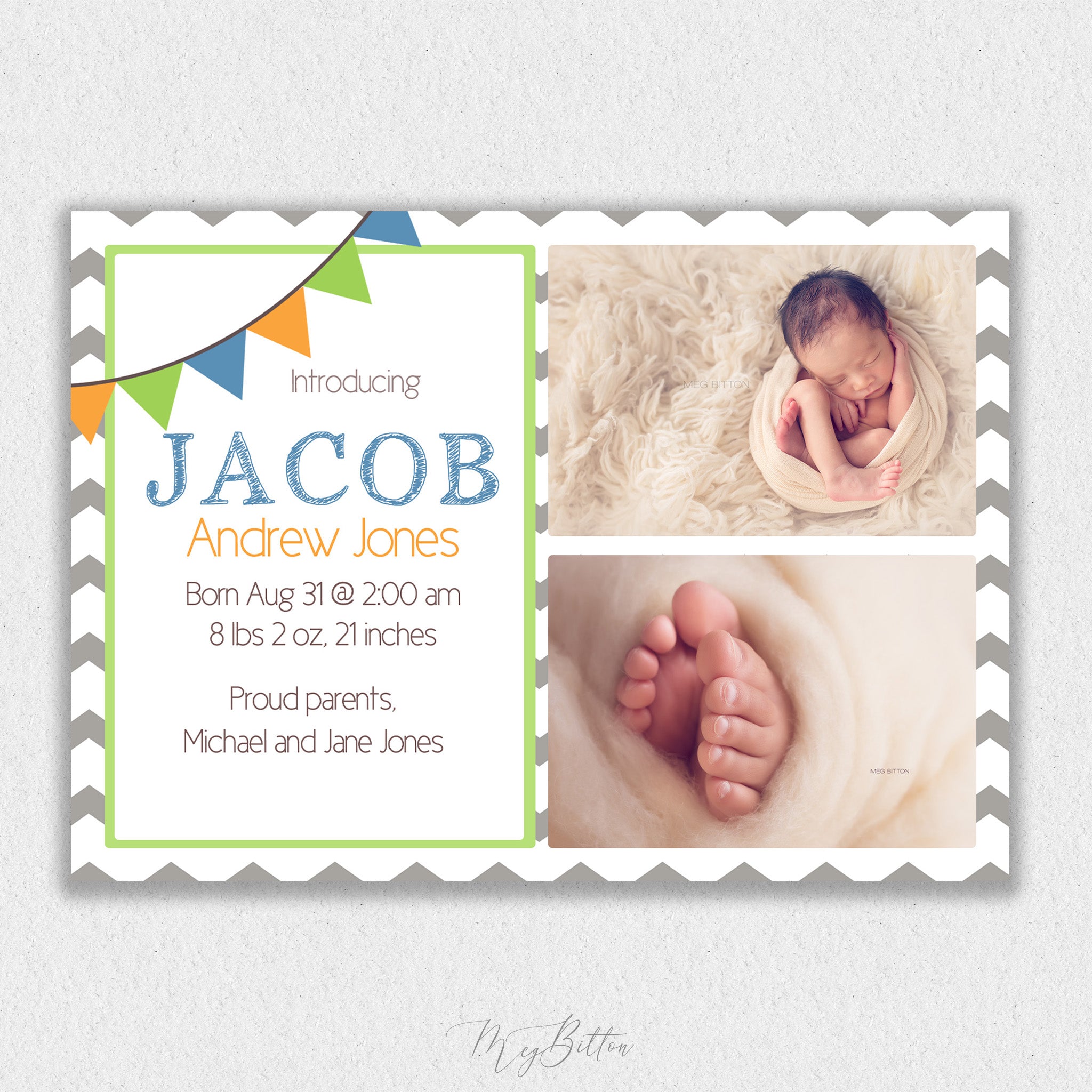 Boy Chevron Announcement Template