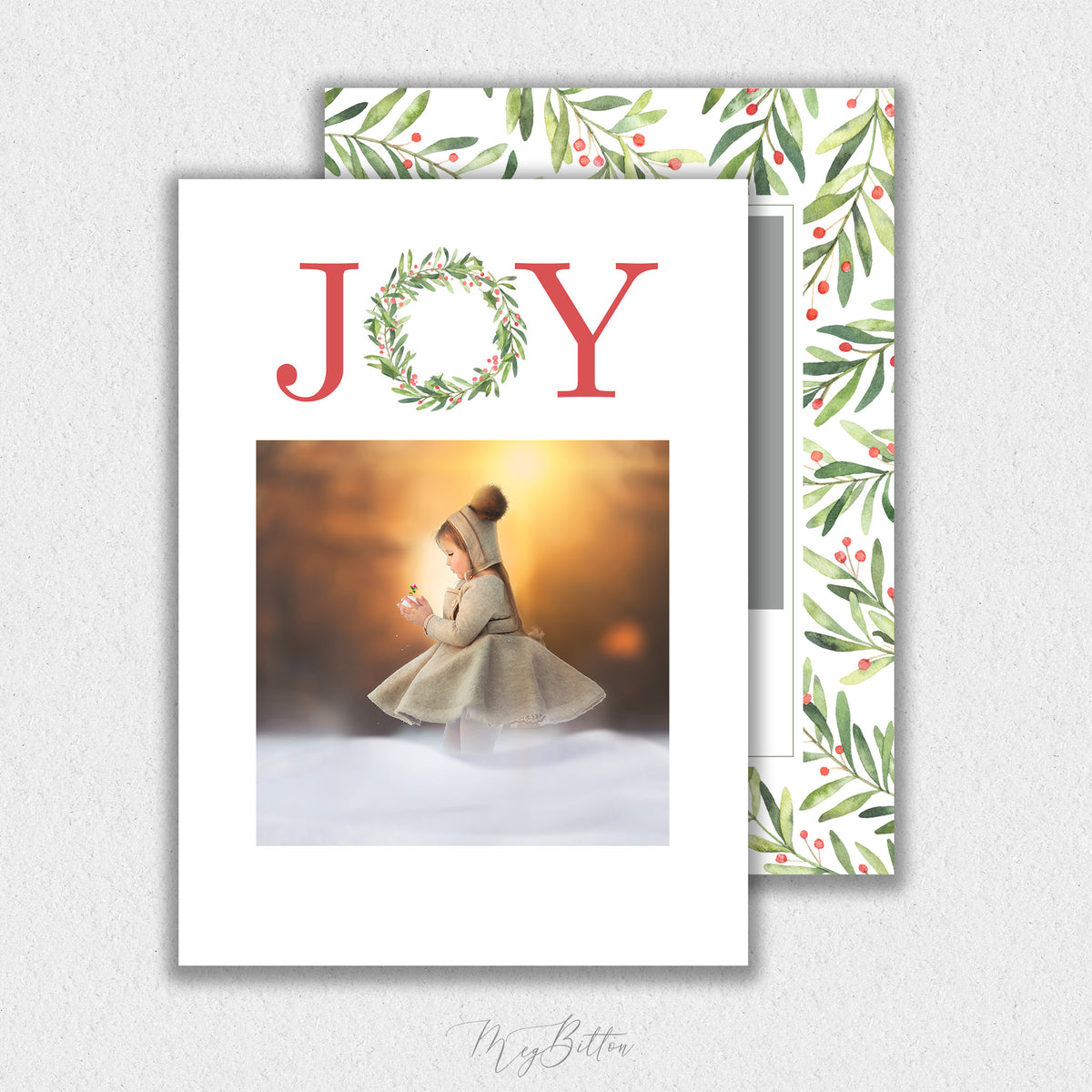 Holly Christmas Card Template #3